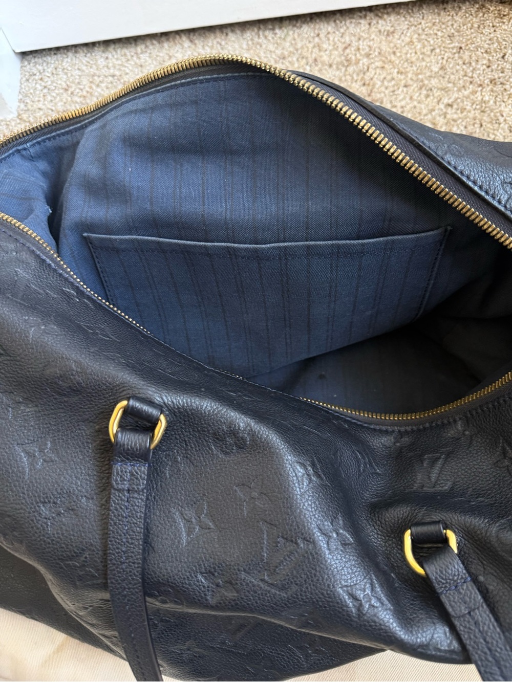 Authentic Louis Vuitton Monogram Empreinte Lumineuse GM bag in Navy Blue - Picture 16 of 16